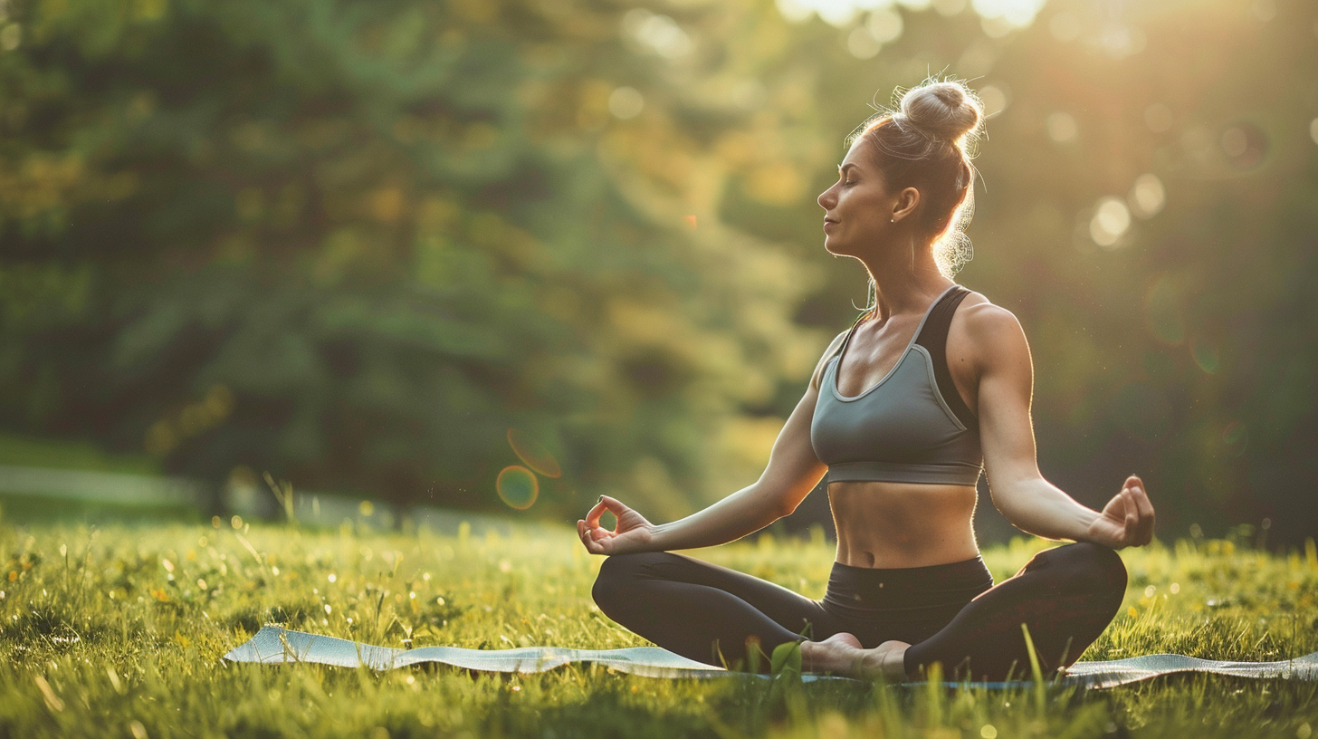 Групове заняття йоги з людьми різного віку на природі